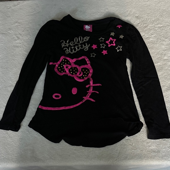 Hello Kitty Black Long Sleeve Tee with Pink & Silver Accents size L - Picture 1 of 6